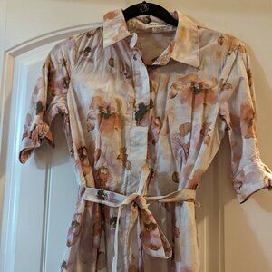 Calvin Klein Size 2 Floral Button Down Dress Maxi